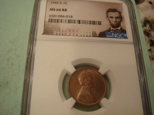 Nice Special Portrait issue 1945 S Lincoln Cent MS66 RB still mostly red
