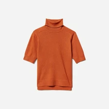 Everlane Rust Orange Short Sleeve Merino Wool Blend Turtleneck XS
