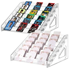 2 PCS 7-Layer Acrylic Greeting Card Display Stands, 12 in Portable Display Ra...