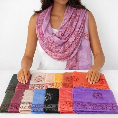 Schal Benares Mantra Tuch Ram Nam-Lunghi 180 x 95 cm Viskose Indien Goa Hippie L