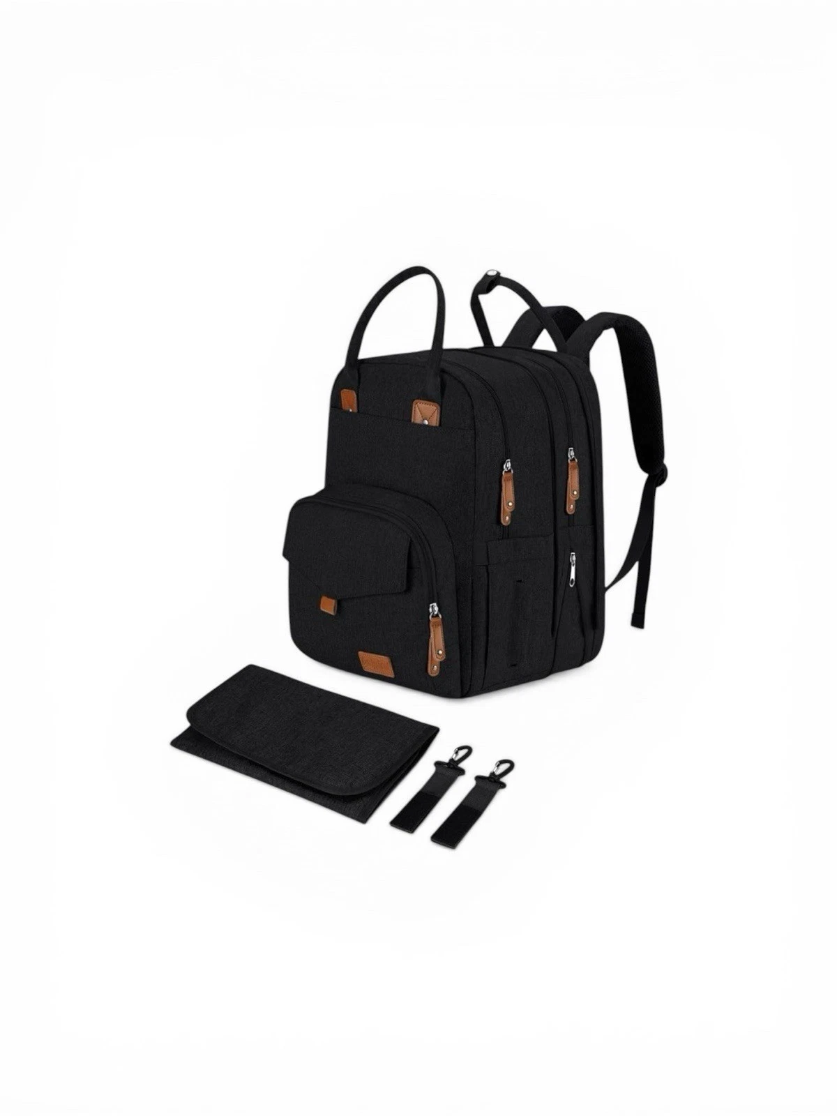 Qualyphant Extra Large Diaper Bag Backpack for Two Kids Twins - Large, Black
