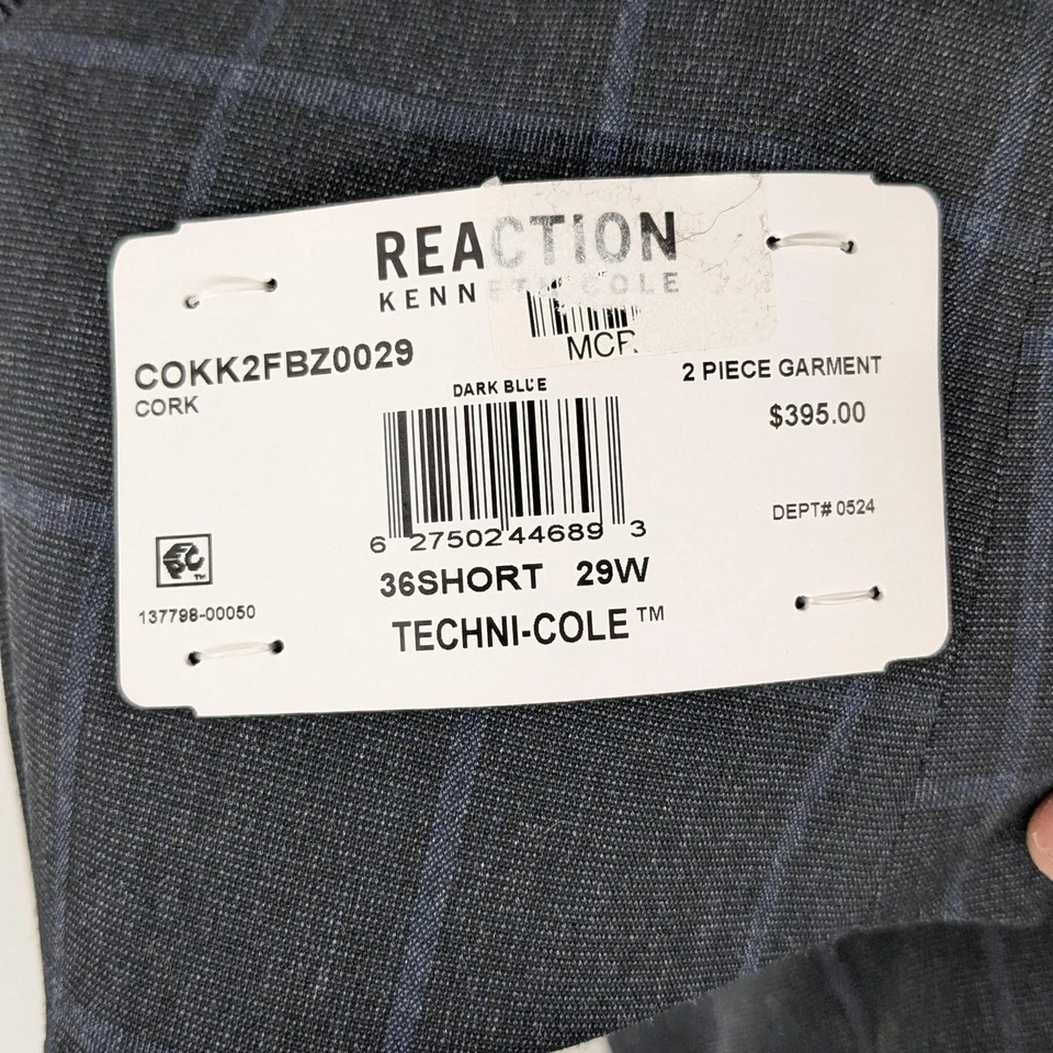 Kenneth Cole Hombre Techni-Cole Slim-Fit Elastizado Traje Chaqueta Blazer Azul 36 S Foto 3 de 4