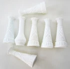 Lot of 7 Vintage Anchor Hocking Milk Glass Bud Vase Starburst Pattern + 1 Other