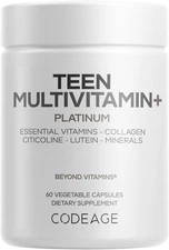 Codeage Teen Multivitamin+ Platinum Supplement Vitamins A C D3 E K2 B6 Lutein...
