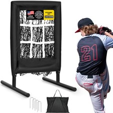 9 Hole Portable Baseball Pitching Net With Strike Zone, 9 Pockets Pitchers Throw