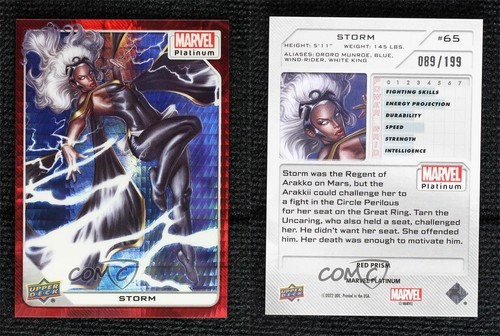 2023 Upper Deck Marvel Platinum Red Prism 89/199 Storm #65 - Afbeelding 3 van 3