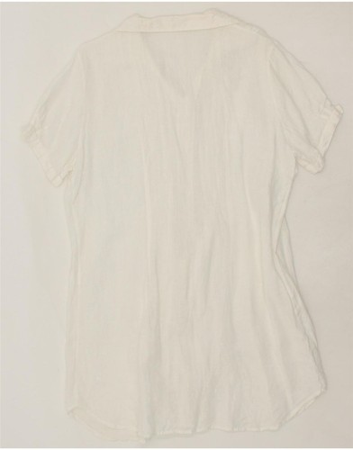VINTAGE Womens Shirt Dress UK 20 2XL White Linen CD02 - 第 2/3 張圖片