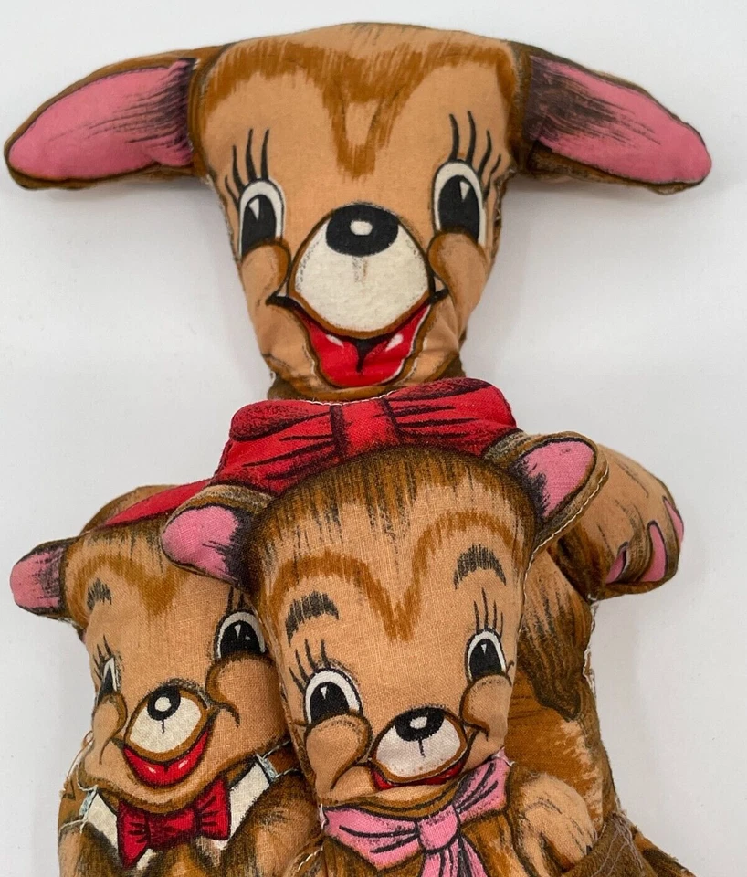 Vintage Kangaroo Family Cut N Sew Panel Finished Stuffed Pillow Toy 1960s - Image 2 of 4