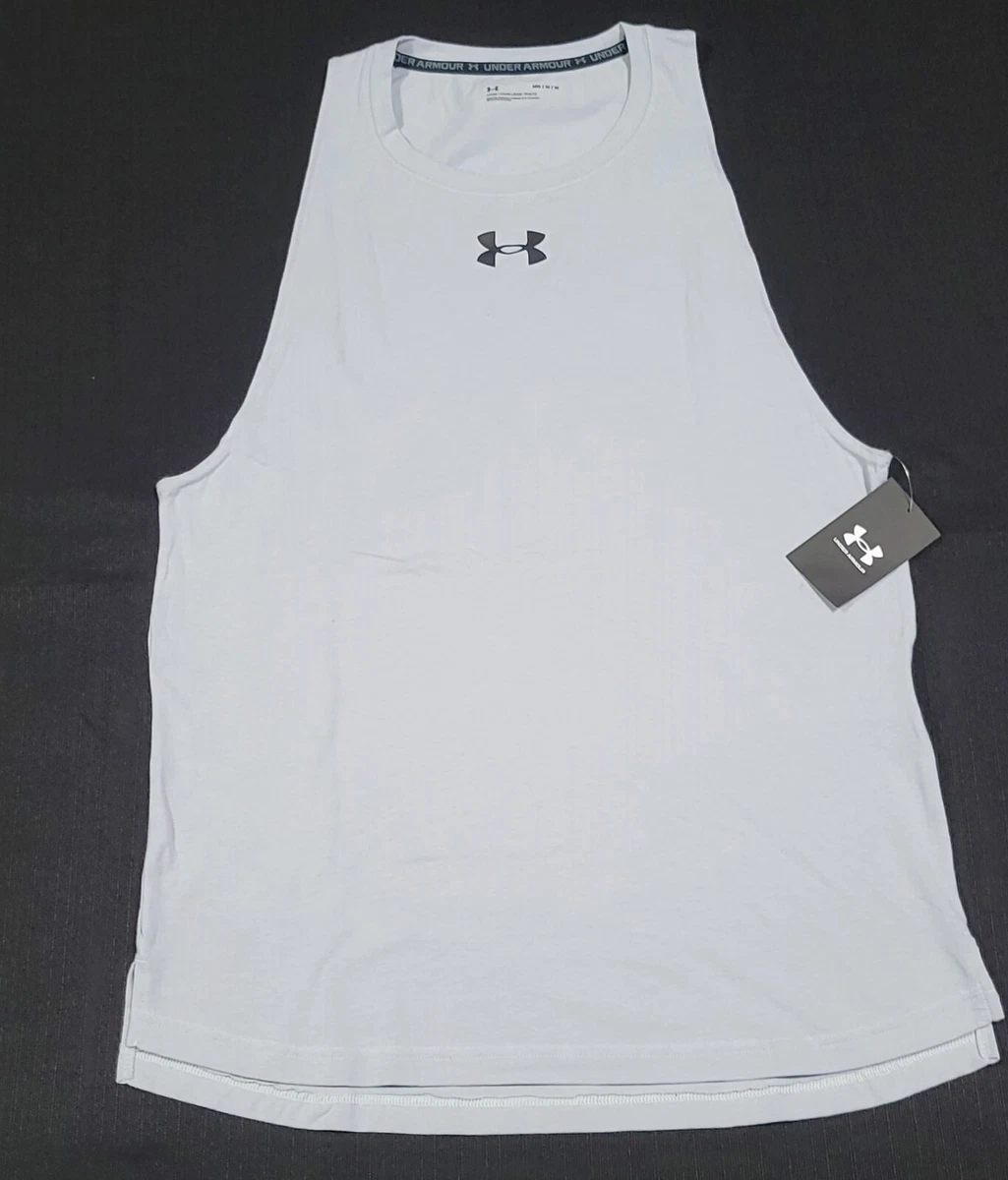 Under Armour Mens UA Baseline Cotton Tank Top Gym Shirt 1361901-011 Gray  Black