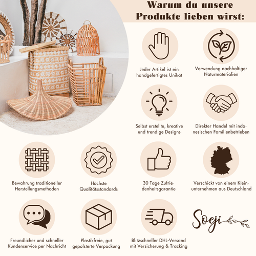 Tischset Platzset rund 38 cm Naturprodukt Bananenfaser (2er/4er/6er-Set) Soeji ® - Bild 13 von 13