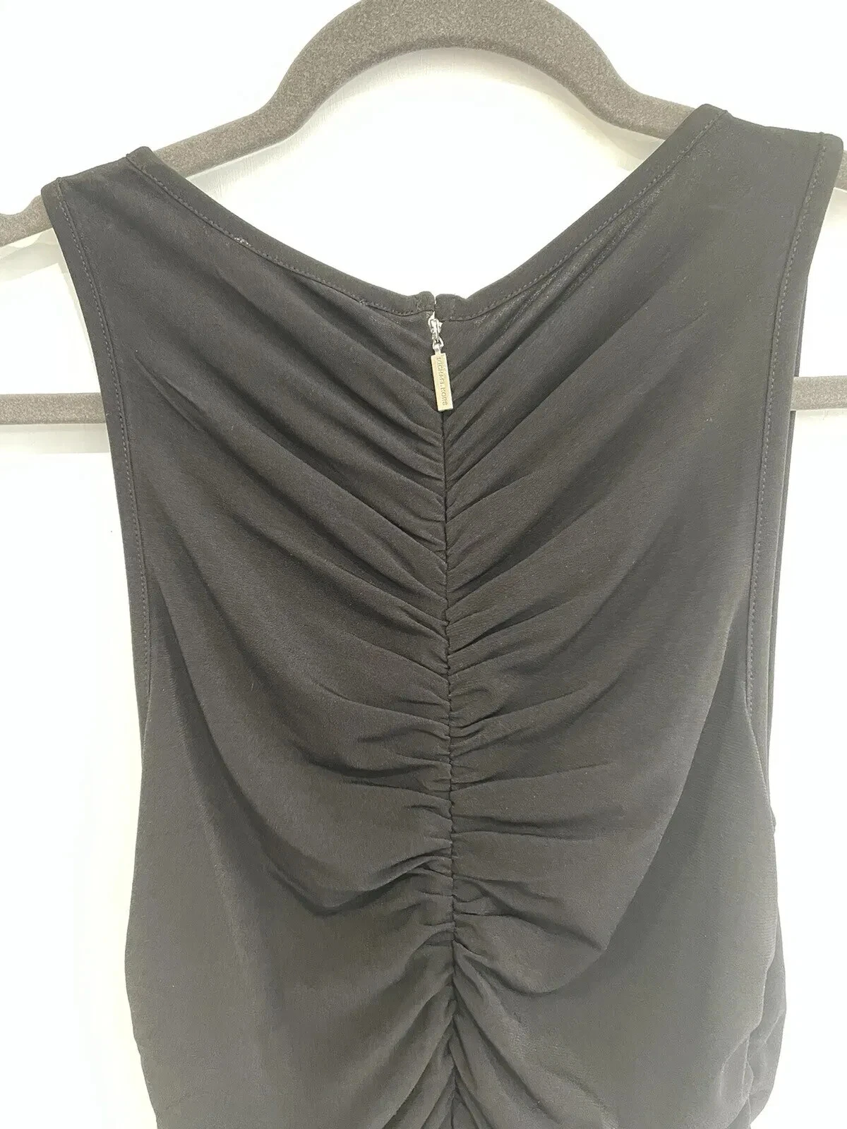 Abito Michael Kors Midi taglia 0X PLUS nero elasticizzato opaco arricciato nuovo con etichette Fu268