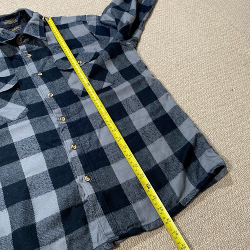 VINTAGE Flannel Shirt Mens Medium Grey Black Buffalo Brushed Acrylic Knit 90s - Picture 6 of 12