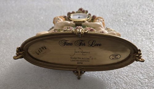 Vintage Judith Windslow Time For Love Shelf Clock Cherub Roses - Picture 6 of 6