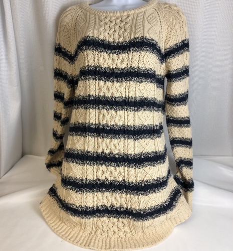 Maglione tunica donna firma LL Bean cotone pescatore maglia righe #520233 - Foto 1 di 12