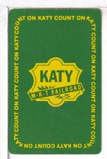 Single Railroad Playing Card "Missouri/Kansas/Texas RR" Bollhagen, MKT14d, Stand