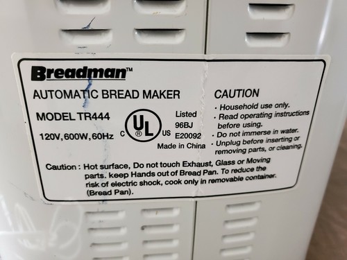 BREADMAN TR444 MACCHINA PER IL PANE 1 LB 1,5 LB 2 LB. - Foto 9 di 9