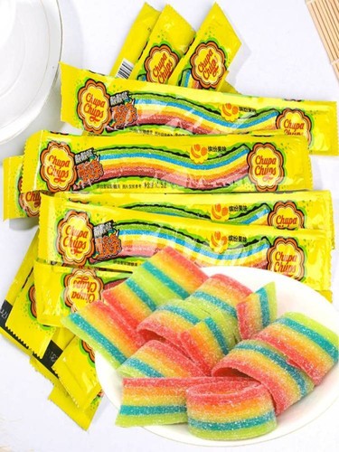 Sour candy juice strips rainbow gummy candies fruit gummies satisfying snacks - Picture 2 of 7