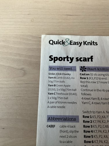 Women Men Quick Easy Cable Sporty Scarf Chunky Knitting Pattern - Picture 3 of 3