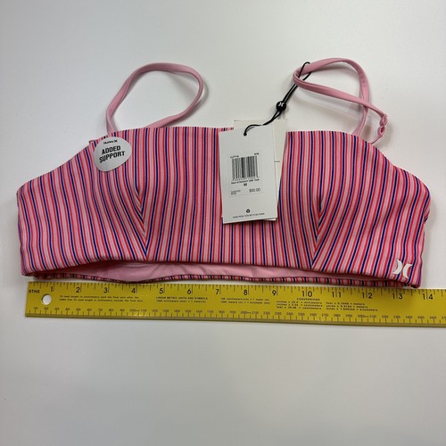 Hurley Radial Surf Top Bandeau With Straps Pink Strips Women's Size Medium - Picture 7 of 7