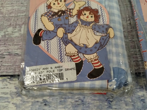 VTG Raggedy Ann And Andy Sweetheart Gingham Curtains (Drapes And Valance) New - Picture 4 of 23