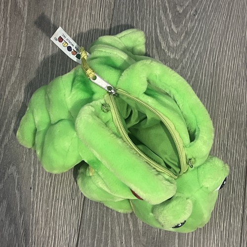Aurora World Green and Yellow Frog Plush Handle Bag with Ladybug 10" RARE - Picture 4 of 9