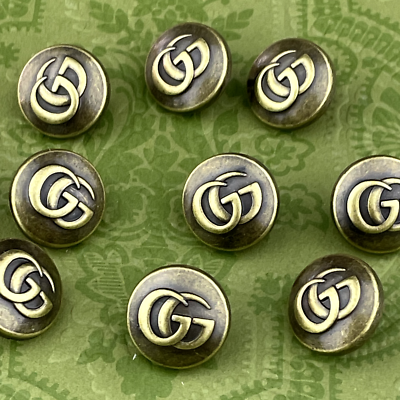 Buy 10 SMALL GUCCI BUTTONS DOUBLE G LOGO GOLD METAL ROUND 12MM VINTAGE