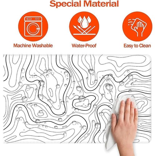 Topograficzna podkładka pod mysz mata do gier duża długa przedłużona podkładka pod mysz duża czarno-biała O9C6 - Zdjęcie 7 z 23