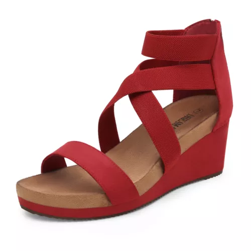 Women Casual Platform Wedge Sandals Open Toe Back Zipper Dress Shoes - Picture 23 of 28