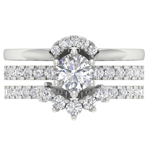 VS1 F 1.80 Ct Lab Grown Diamond Multiple Bridal Engagement Ring 14K White Gold - Picture 6 of 8
