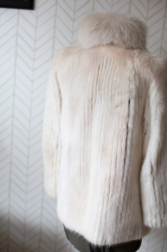 Vintage 1940s White Ivory Mink Fur & Fox Fur Coat by Lay Furs - Picture 5 of 24