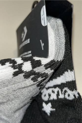 3 pares de calcetines Converse ultra bajos para mujer 4-10 blancos grises negros con doble logotipo 4 mandriles - Imagen 9 de 11
