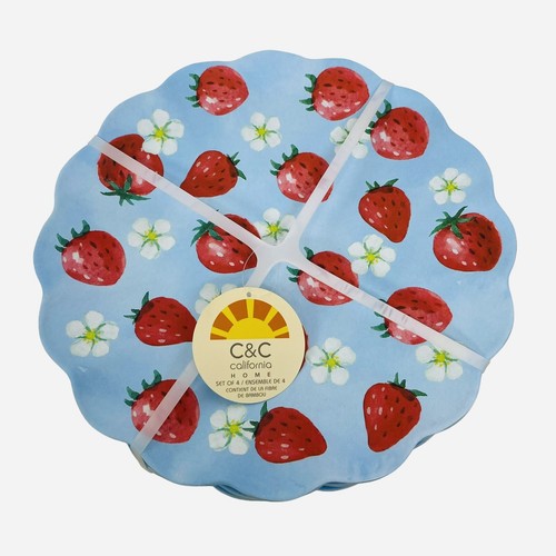 "Juego de platos de cena C&C California Home 11"" - diseño de fresas y flores" - Imagen 2 de 3