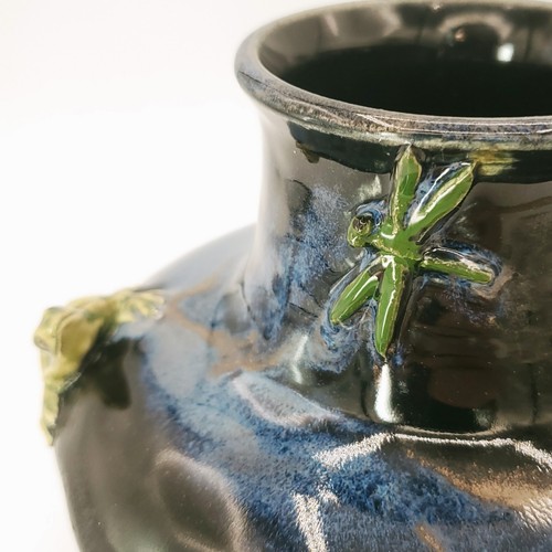 MAC D Signed Studio Pottery Incense Chimney Burner Candle Holder Frog Dragonfly - Afbeelding 8 van 14