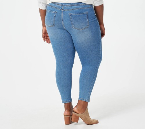NWT DENIM & CO. EASY STRETCH DENIM REGULAR PULL-ON JEGGINGS, MED WASH, PLUS 18 - Picture 2 of 3