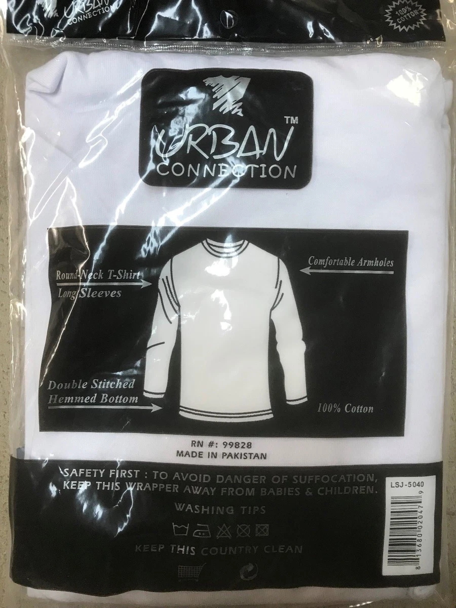 Men Urban Connection Long Sleeve 100% Cotton ROUND NECK Jersey T