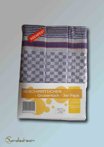 3er Pack Grubentücher klassische Handtücher in blau und rot 45x90 cm - Picture 3 of 4