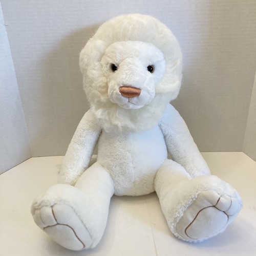 Aurora Nepolian The White Lion Plush Stuffed Animal 20 Inches Brown Eyes Nose - Picture 7 of 7