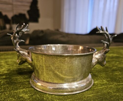 VTG Pottery Barn Silver Stag Head Wine Bottle Coaster Silver Copper VERY RARE - Picture 2 of 9