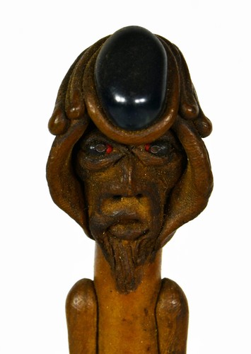 6" Retro Hand Made Clay Folk Art Demonic Arcane Third Eye Stone Shaman Crystals - Picture 2 of 6