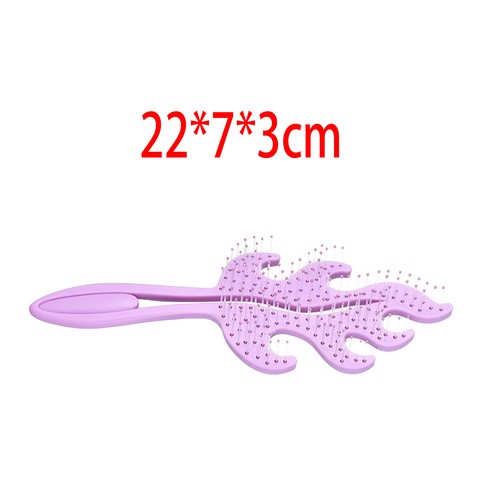 Woman Scalp Massage Hollowing Ergonomic Design Piece Of Flame Shape Sturdy Comb - Picture 12 of 12