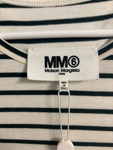 Herren T-Shirt XS - Maison Margiela MM6 dunkelgrün gestreift Kurzarm gerippt - Bild 4 von 7