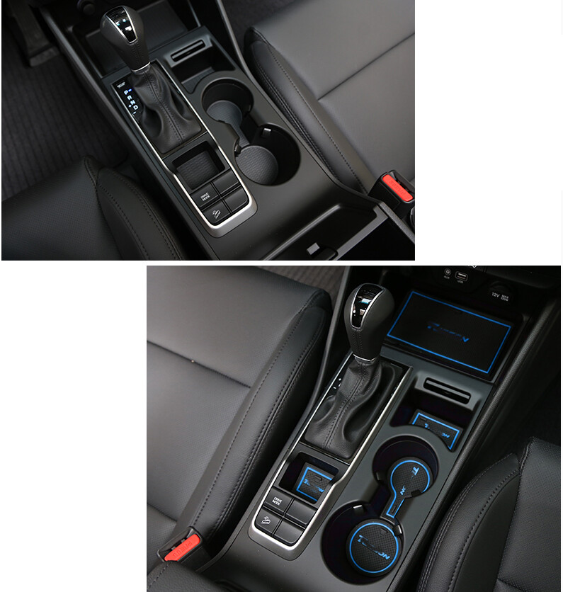 Blue Non-Slip Door Slot Mat & Cup Holder Pad Set For 2015-2019 Hyundai Tucson (LHD)