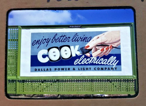Kodachrome Red Border Slide | *1949* DALLAS POWER & LIGHT COOK Billboard Sign Ad - Picture 3 of 3