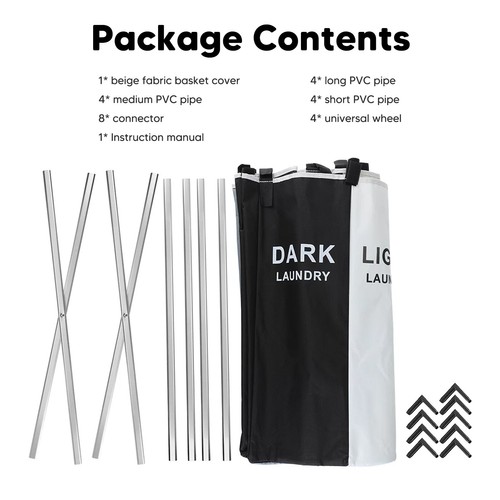 Large Divided Laundry Hamper Clothe Storage Sorter Basket Foldable Bag Organizer - Picture 12 of 12