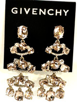 GIVENCHY Rose Gold Tone Silk Crystal Chandelier Drop Earrings NWT