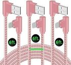 3 Pack 6Ft 90 Degree Angle Type C Usb-A Fast Charger Cable Quick Charging Cord L