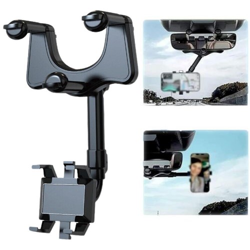 Supporto telefono auto girevole e retrattile 360° supporto specchietto retrovisore auto - Foto 14 di 14