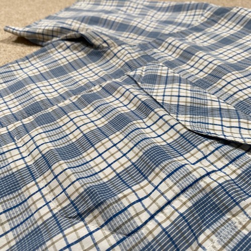 Columbia Shirt Mens Large Blue White Plaid Omni Shade Short Sleeve Hiking Sports - Picture 5 of 11