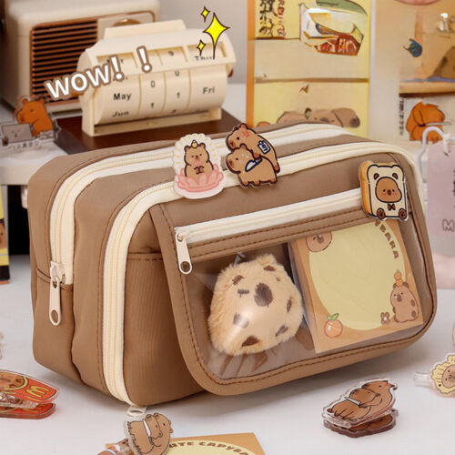 Cute Capybara Pencil Case Cartoon Animal Pen Pouch Large Stationery Organizer - Picture 12 of 12