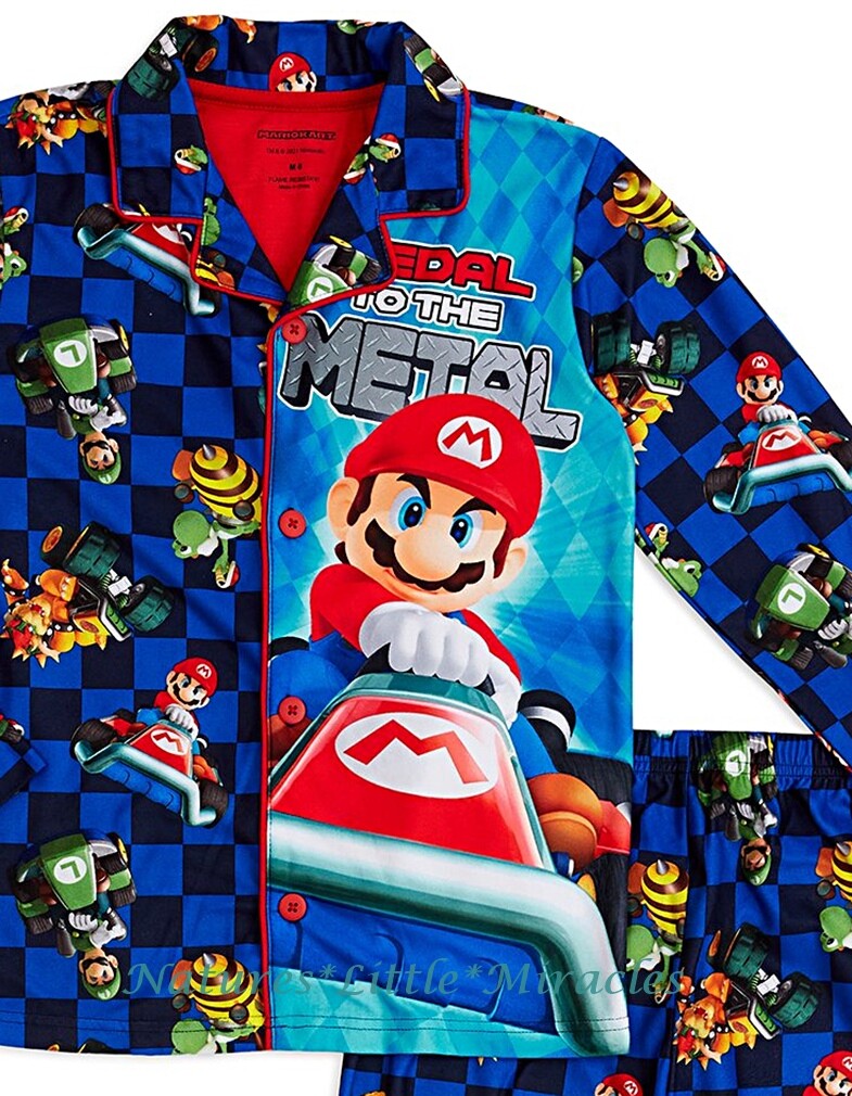 MARIO KART Pajamas Boys Size 4 12 L Set Coat Shirt Button Front Pants Winter NWT eBay